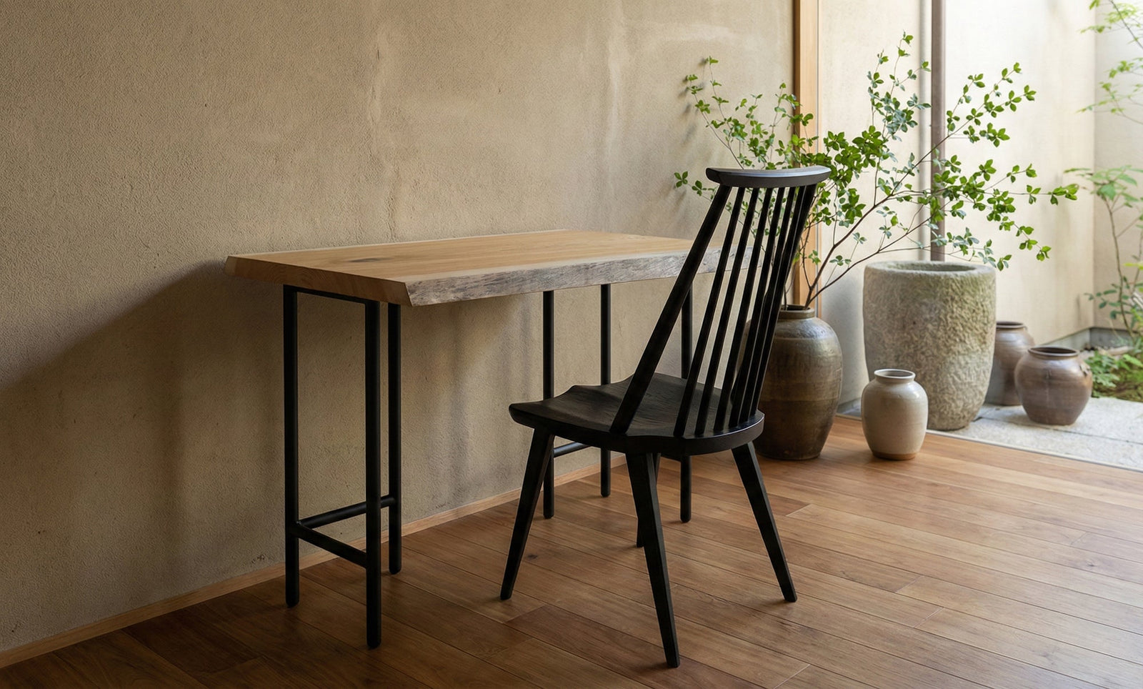 No.2108 欅一枚板デスク｜空間：和モダン