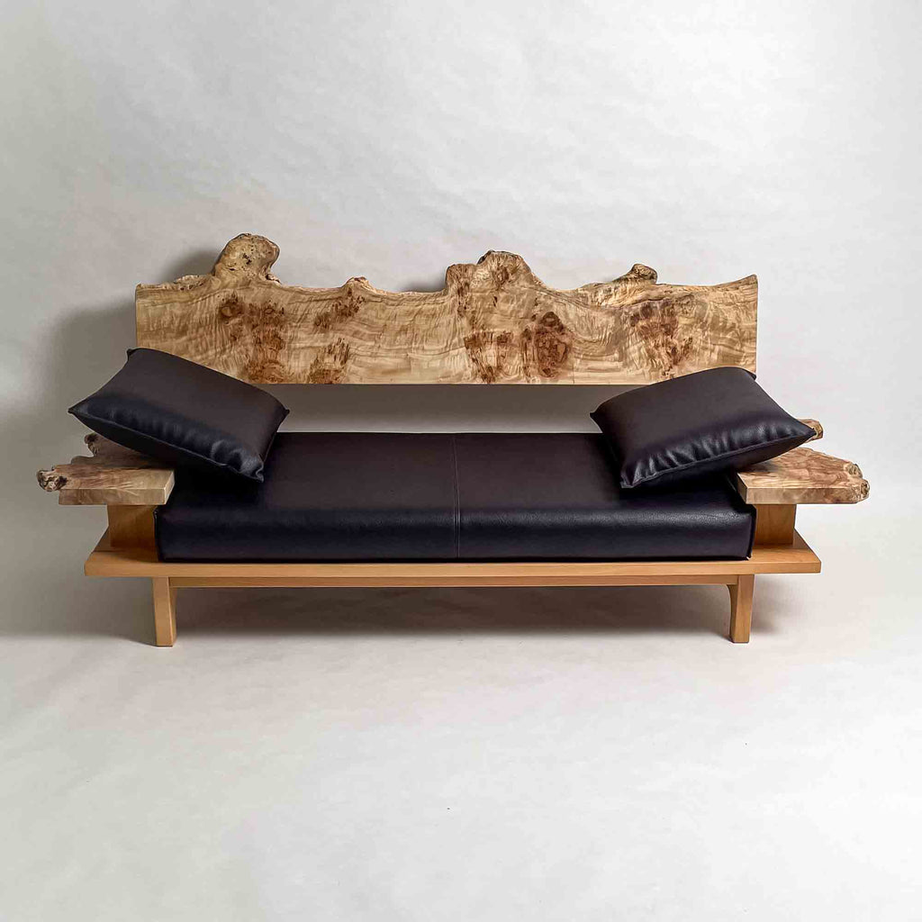 ポプラ 高級 一枚板ソファ 1人掛け 横 クッション横