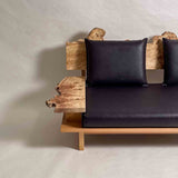 ポプラ 高級 一枚板ソファ 1人掛け 横左半分 クッションあり