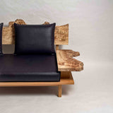 ポプラ 高級 一枚板ソファ 1人掛け 横右半分 クッションあり