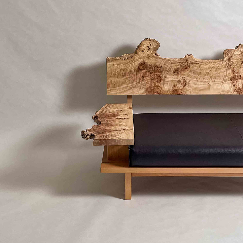 ポプラ 高級 一枚板ソファ 1人掛け 横左半分 クッションなし