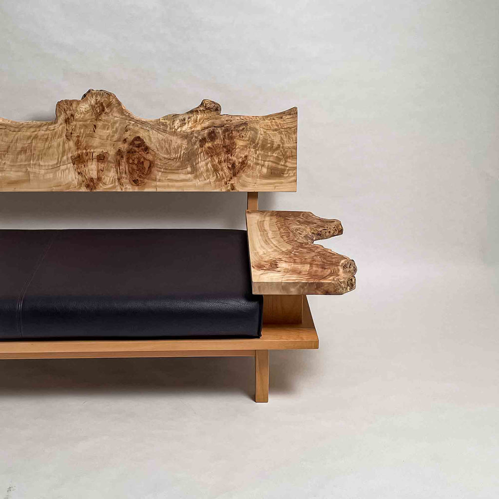 ポプラ 高級 一枚板ソファ 1人掛け 横右半分 クッションなし