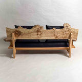 ポプラ 高級 一枚板ソファ 1人掛け 背面 クッションあり