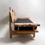 ポプラ 高級 一枚板ソファ 1人掛け 真横 クッションあり