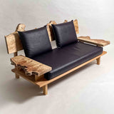 ポプラ 高級 一枚板ソファ 1人掛け 斜め クッション背