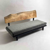 楠 木フレーム 一枚板ソファ 3人掛け 斜め クッションなし