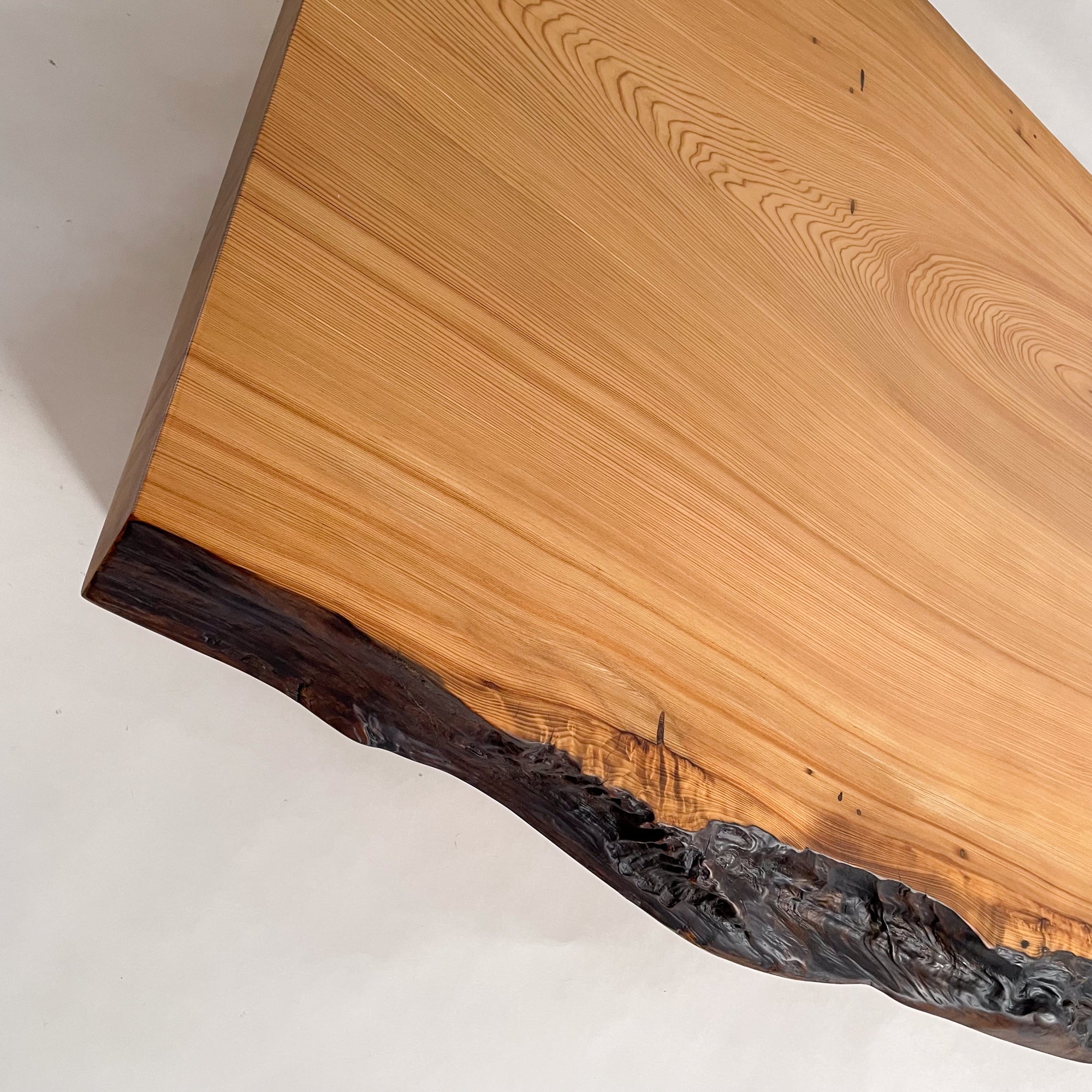 未使用】屋久杉 一枚板 テーブル 座卓 天然木 耳付 笹杢