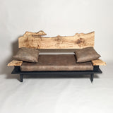 ポプラ 高級 一枚板ソファ 2人掛け 横 クッション横