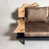 ポプラ 高級 一枚板ソファ 2人掛け 横左半分 クッションあり