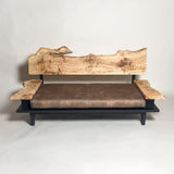 ポプラ 高級 一枚板ソファ 2人掛け 横 クッションなし