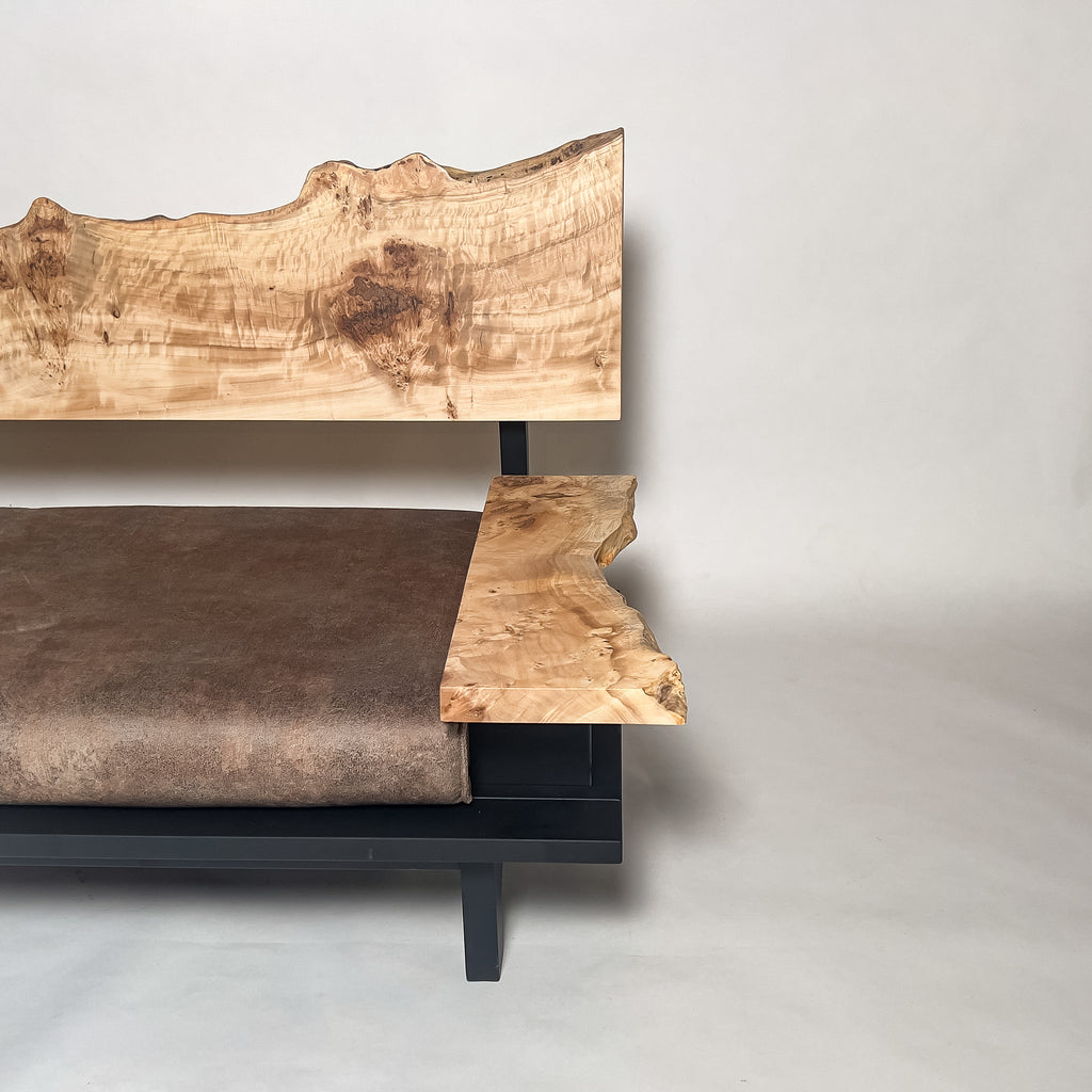 ポプラ 高級 一枚板ソファ 2人掛け 横右半分 クッションなし