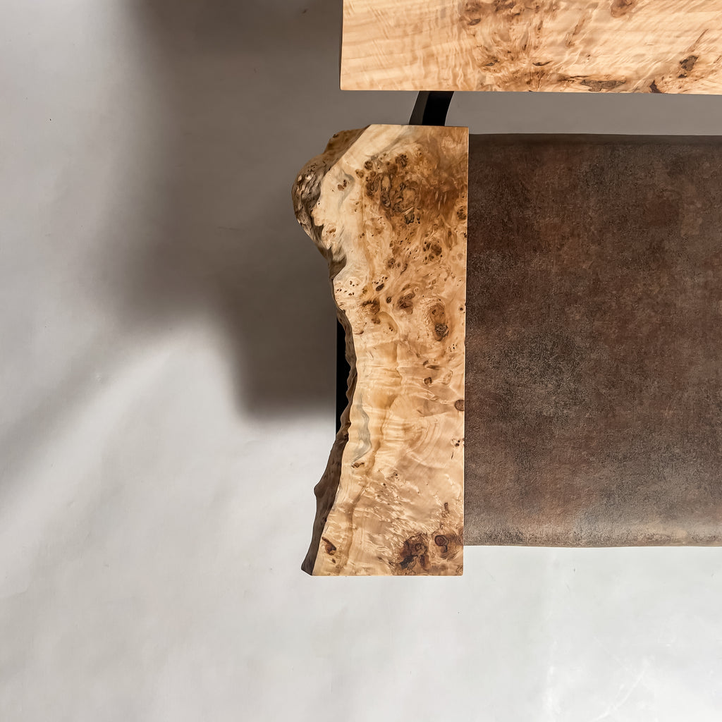 ポプラ 高級 一枚板ソファ 2人掛け 左アーム 肘置き 真上