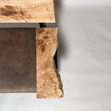 ポプラ 高級 一枚板ソファ 2人掛け 右アーム 肘置き 真上