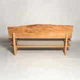 欅 天然木 一枚板ソファ 2人掛け 背面 クッションなし