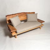 欅 天然木 一枚板ソファ 2人掛け 斜め クッション斜め