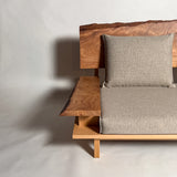 欅 天然木 一枚板ソファ 2人掛け 横左半分 クッションあり