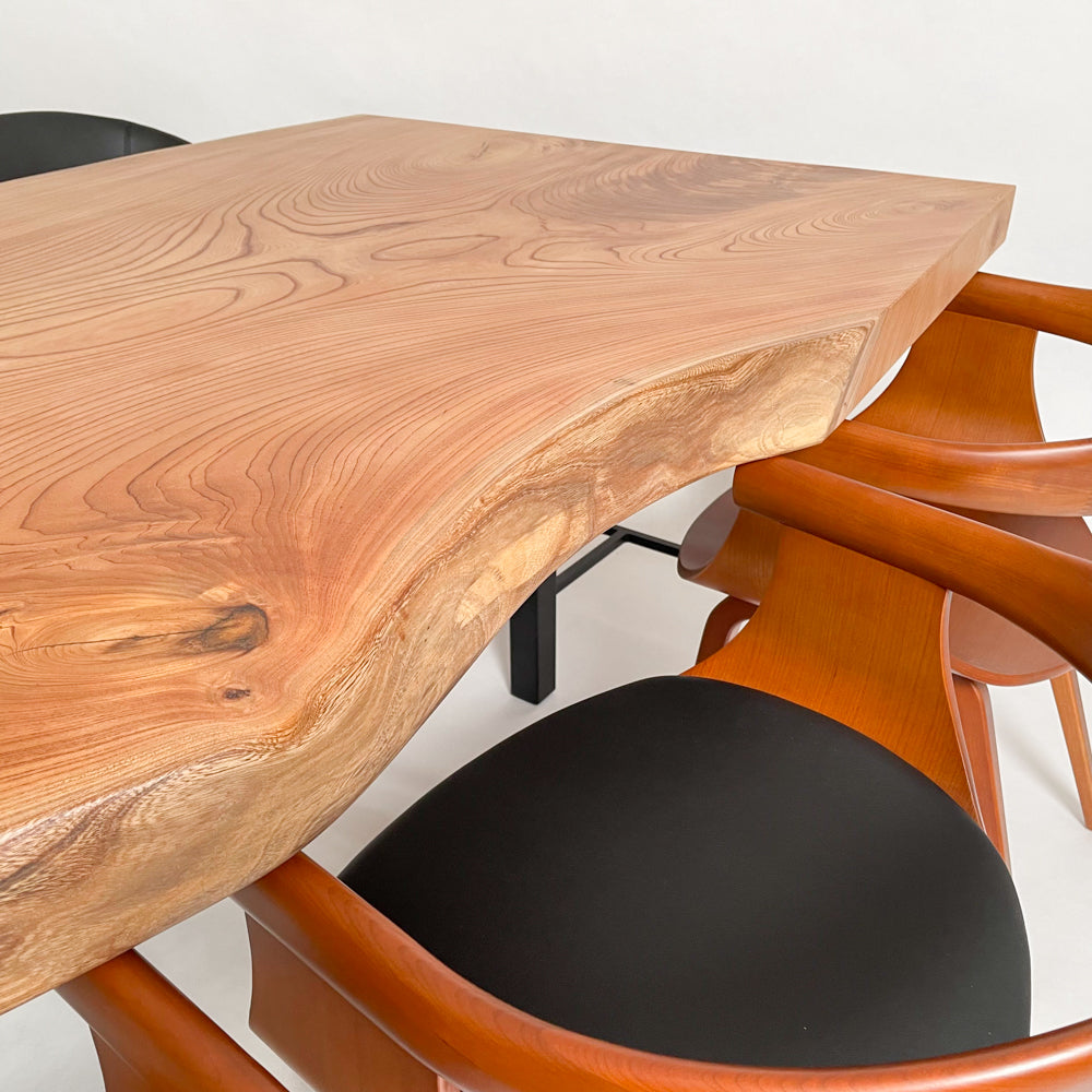 鬼童銘木】No.1026 一枚板欅（けやき）ダイニングテーブル｜6人