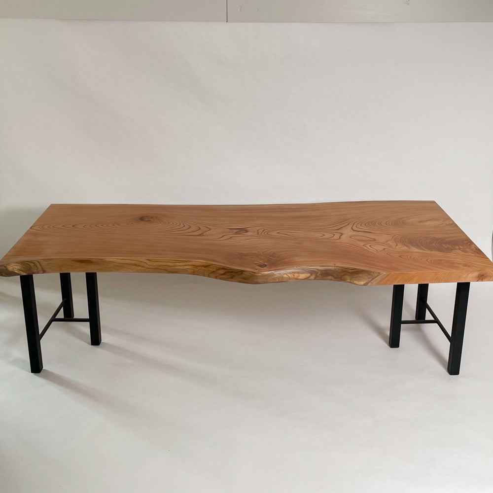 鬼童銘木】No.1026 一枚板欅（けやき）ダイニングテーブル｜6人