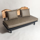 楠 無垢材 一枚板ソファ 3人掛け 斜め クッション背