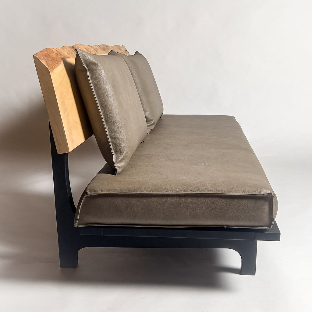 楠 天然木 一枚板ソファ 3人掛け 真横 クッションあり