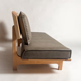 神代欅 無垢材 一枚板ソファ 3人掛け 真横 クッションあり