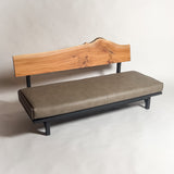 欅 天然木 一枚板ソファ 3人掛け 斜め クッションなし