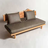 欅 天然木 一枚板ソファ 3人掛け 斜め クッション背