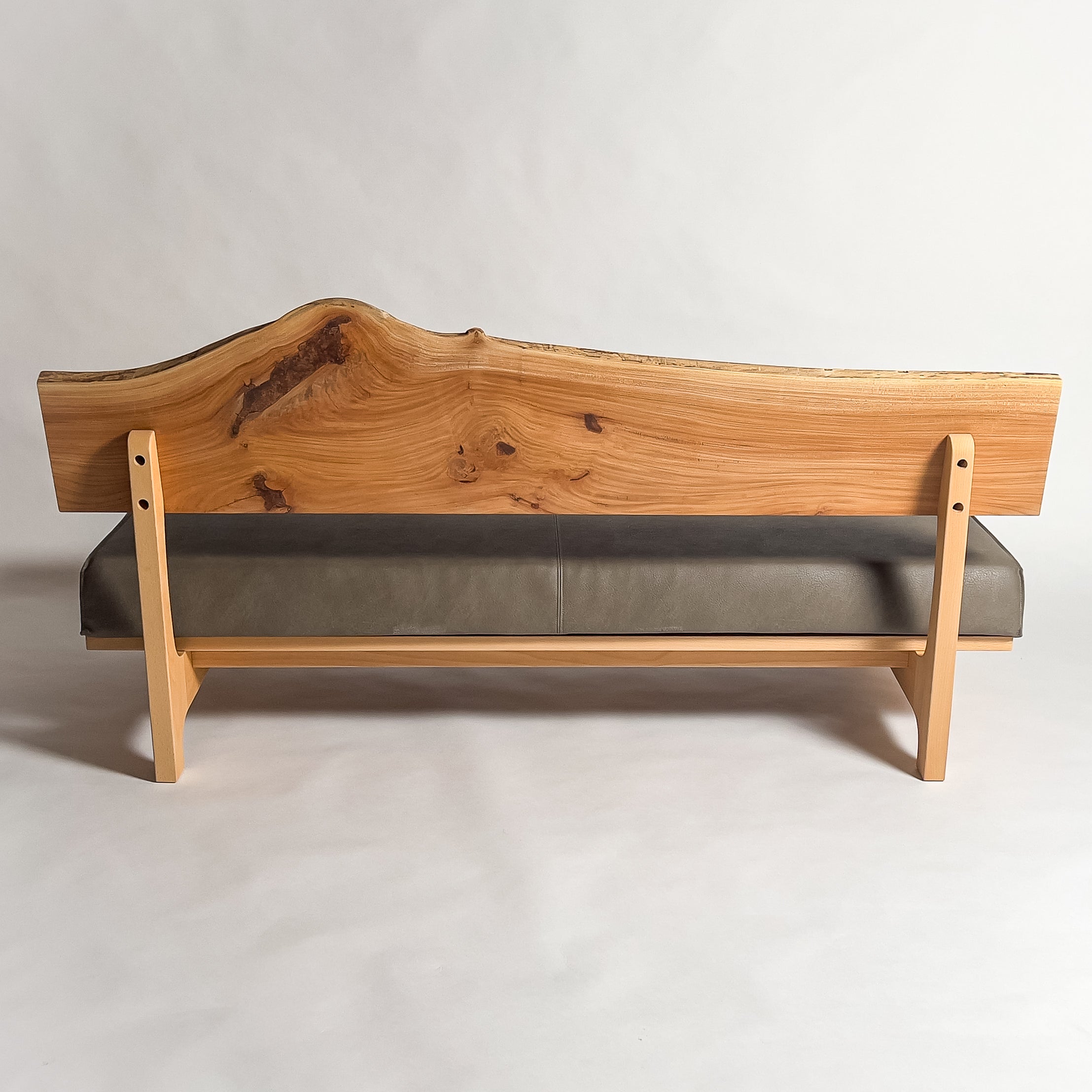 欅 天然木 一枚板ソファ 3人掛け 背面 クッションなし