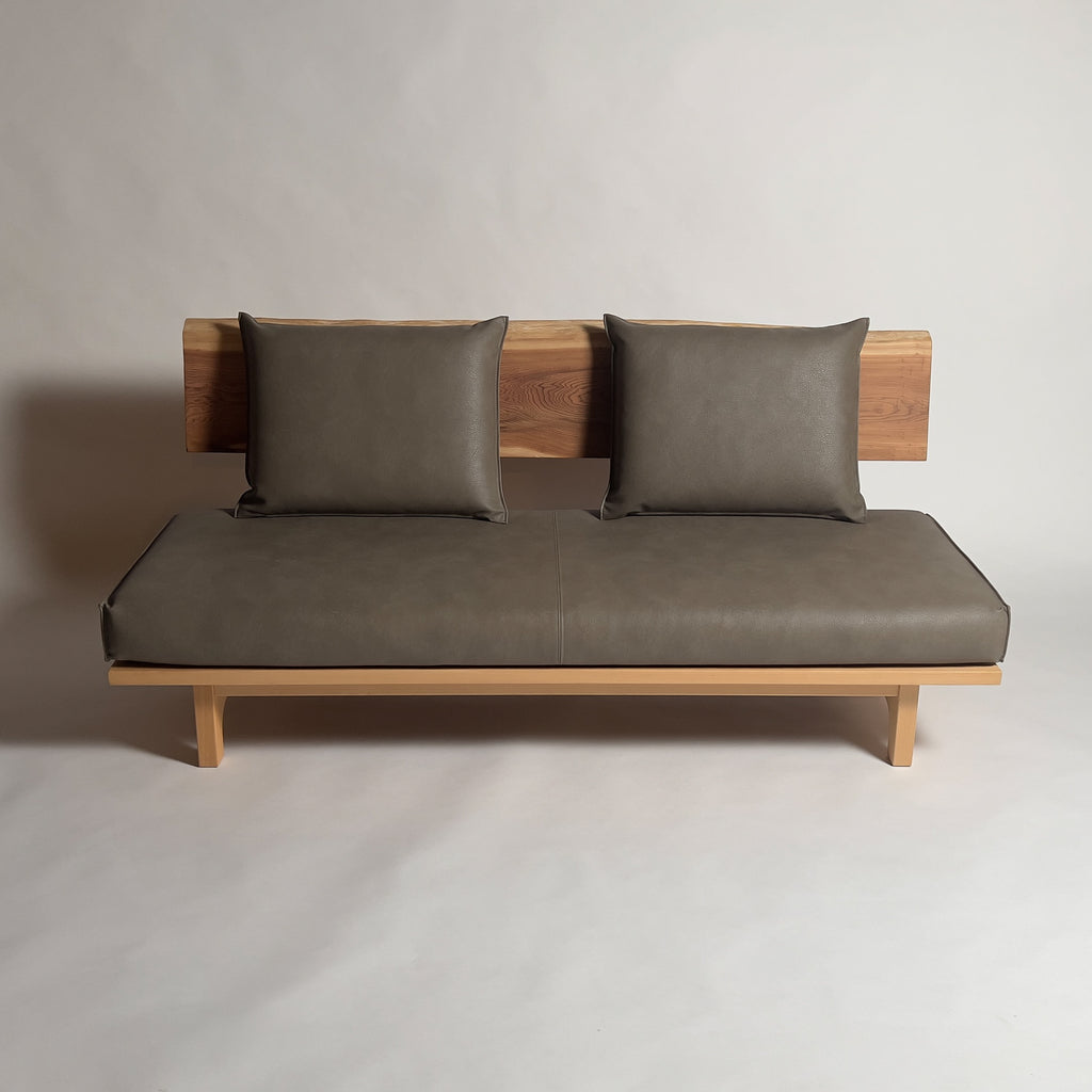 吉野杉 高級 一枚板ソファ 3人掛け 横 クッション背