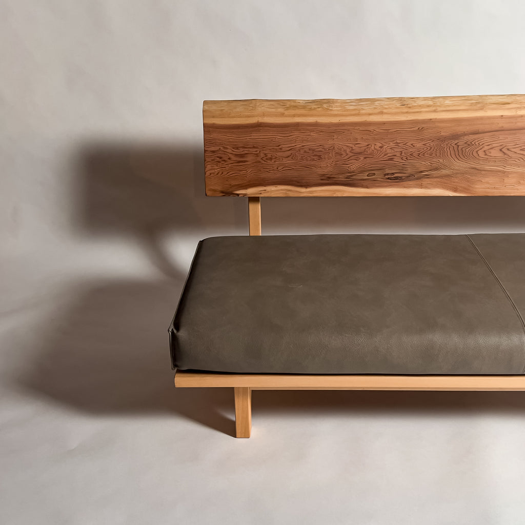 吉野杉 高級 一枚板ソファ 3人掛け 横左半分 クッションなし