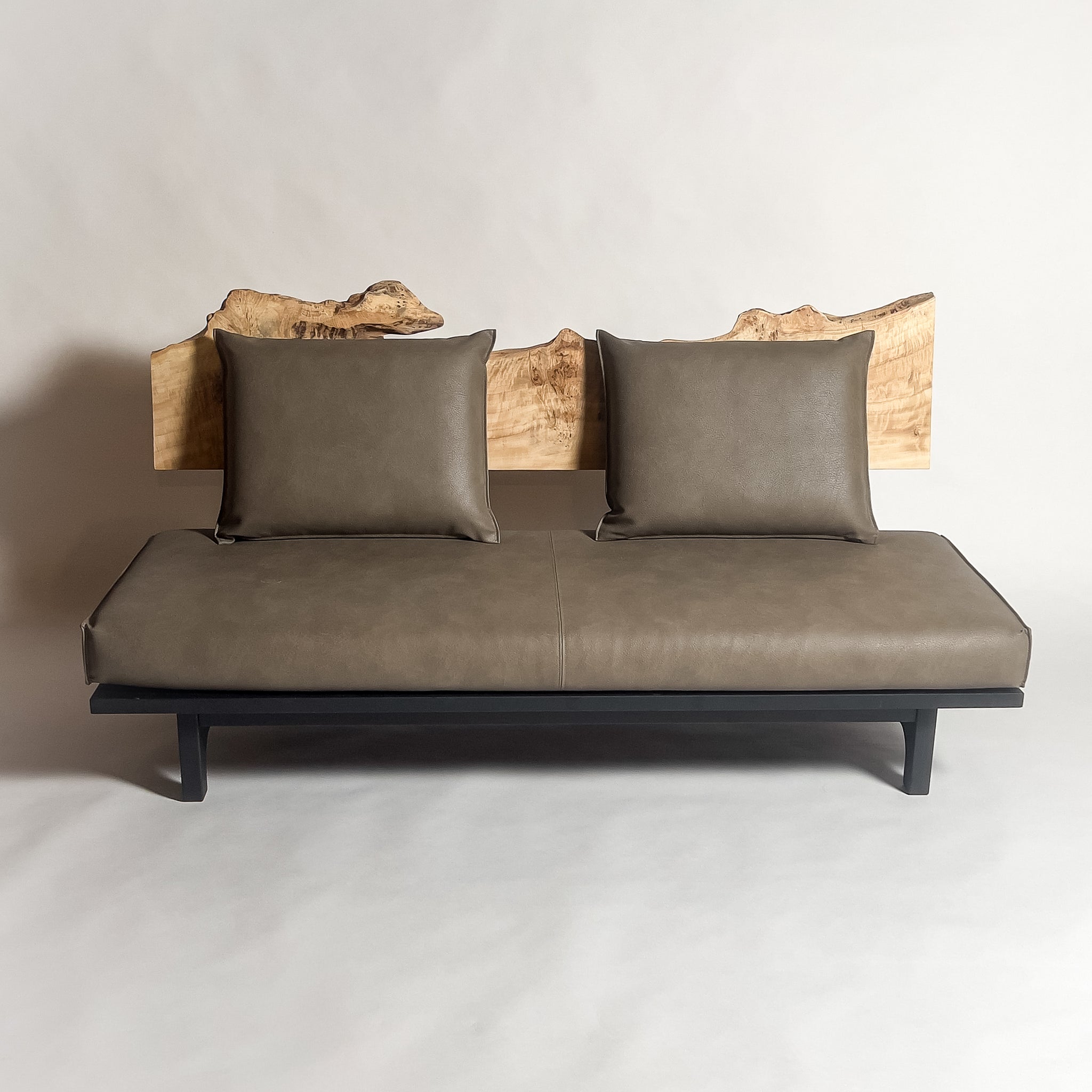 ポプラ 高級 一枚板ソファ 3人掛け 横 クッション背