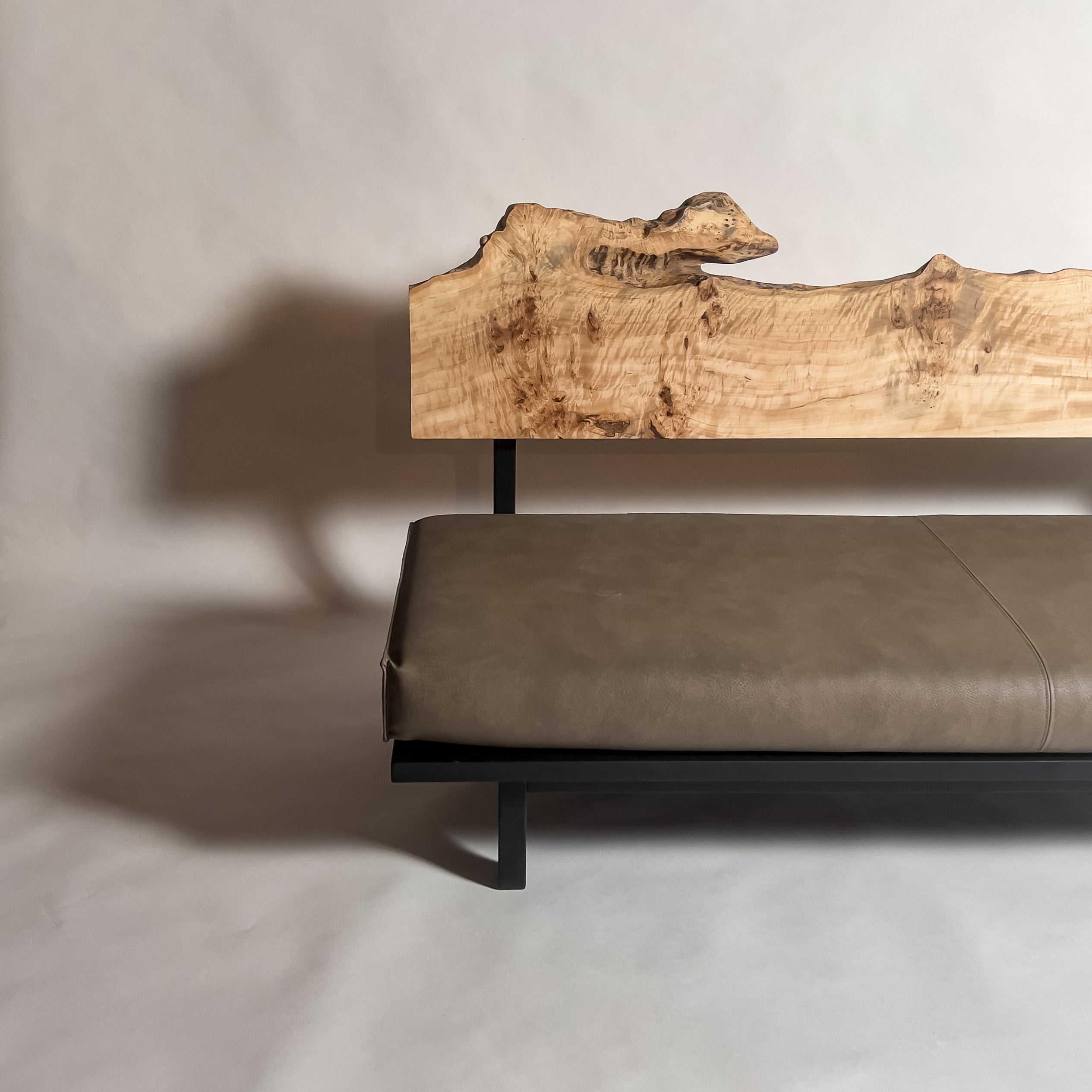 ポプラ 高級 一枚板ソファ 3人掛け 横左半分 クッションなし