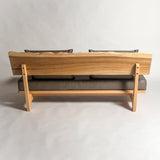 欅 天然木 一枚板ソファ 3人掛け 背面 クッションあり