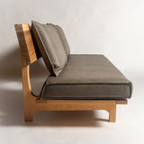 欅 天然木 一枚板ソファ 3人掛け 真横 クッションあり