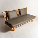 欅 天然木 一枚板ソファ 3人掛け 斜め クッション背