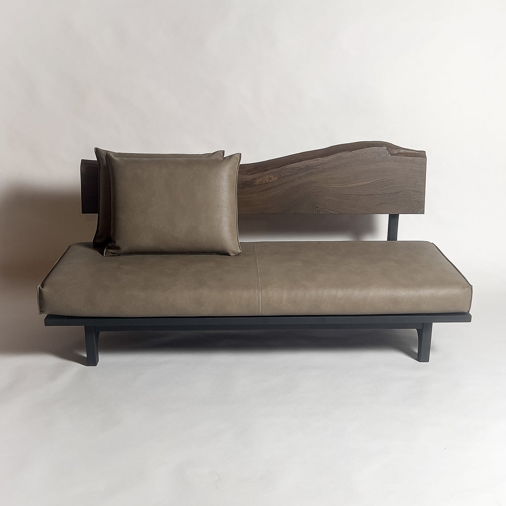 神代欅 無垢材 一枚板ソファ 3人掛け 横左半分 クッションあり