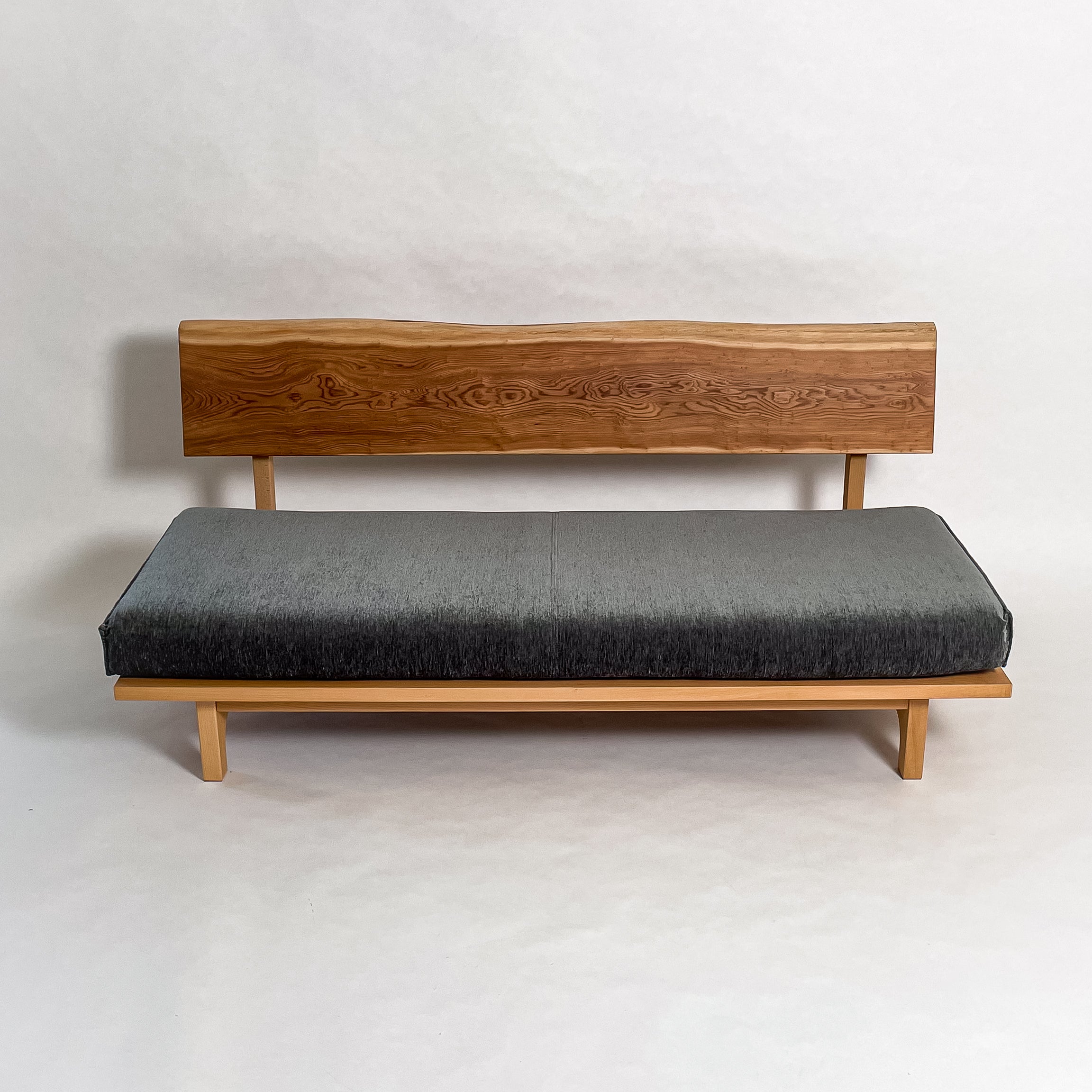 欅 天然木 一枚板ソファ 3人掛け 横 クッションなし