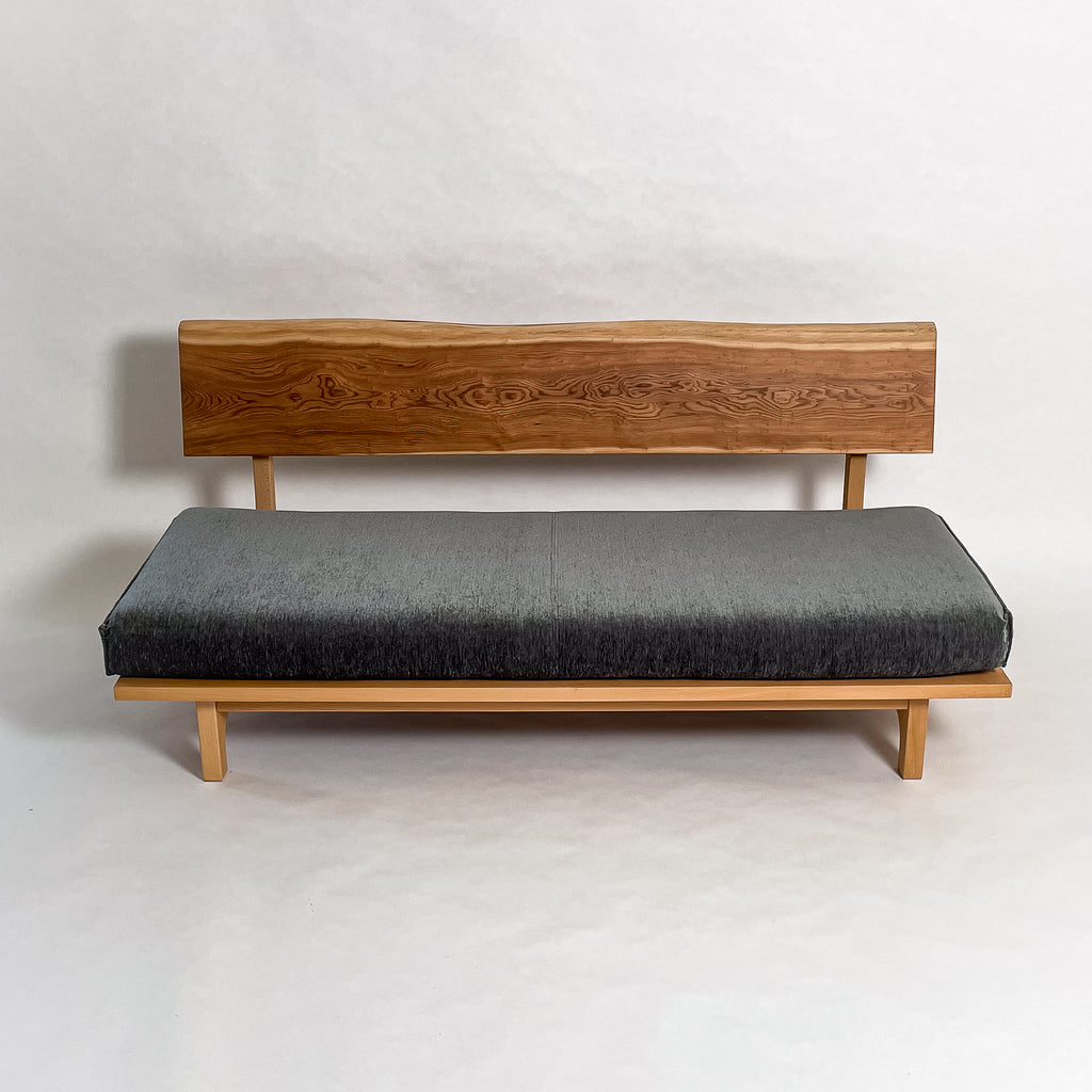 欅 天然木 一枚板ソファ 3人掛け 横 クッションなし