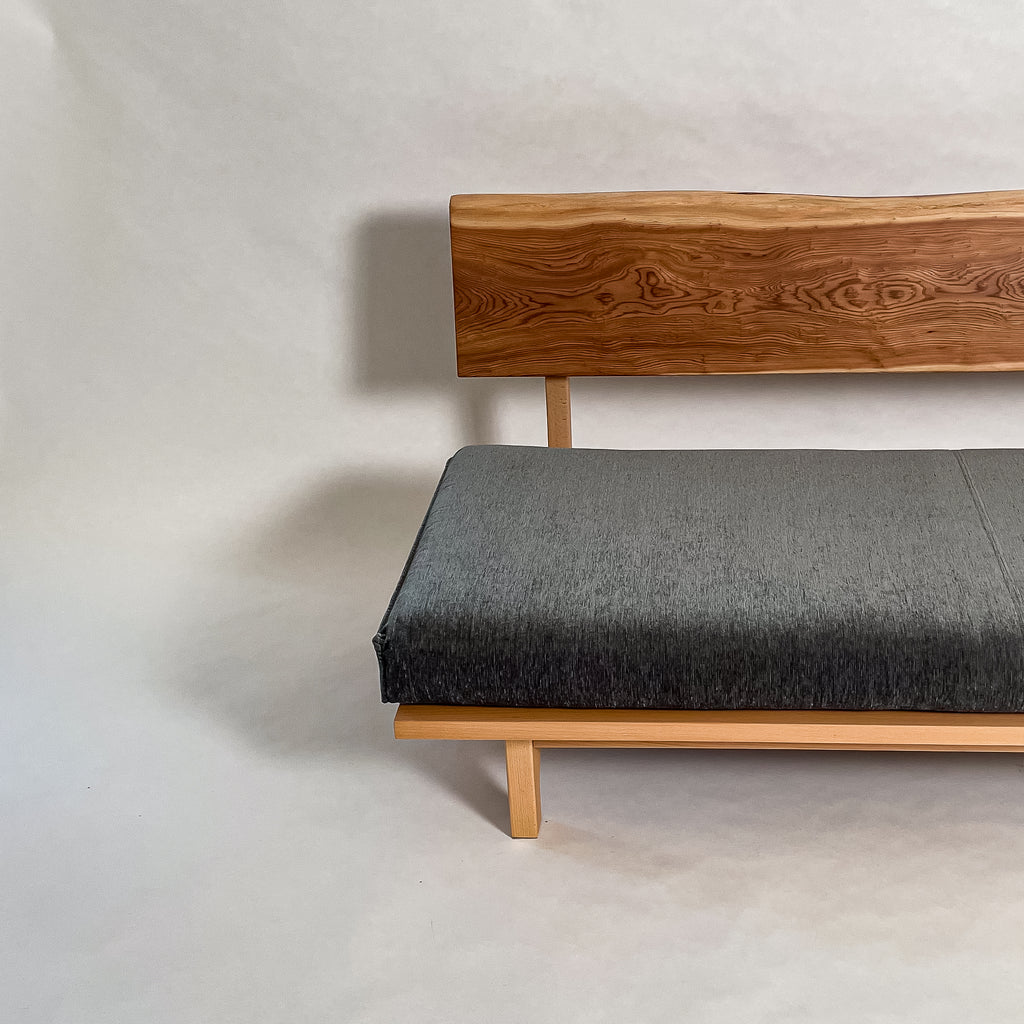 欅 天然木 一枚板ソファ 3人掛け 横左半分 クッションなし