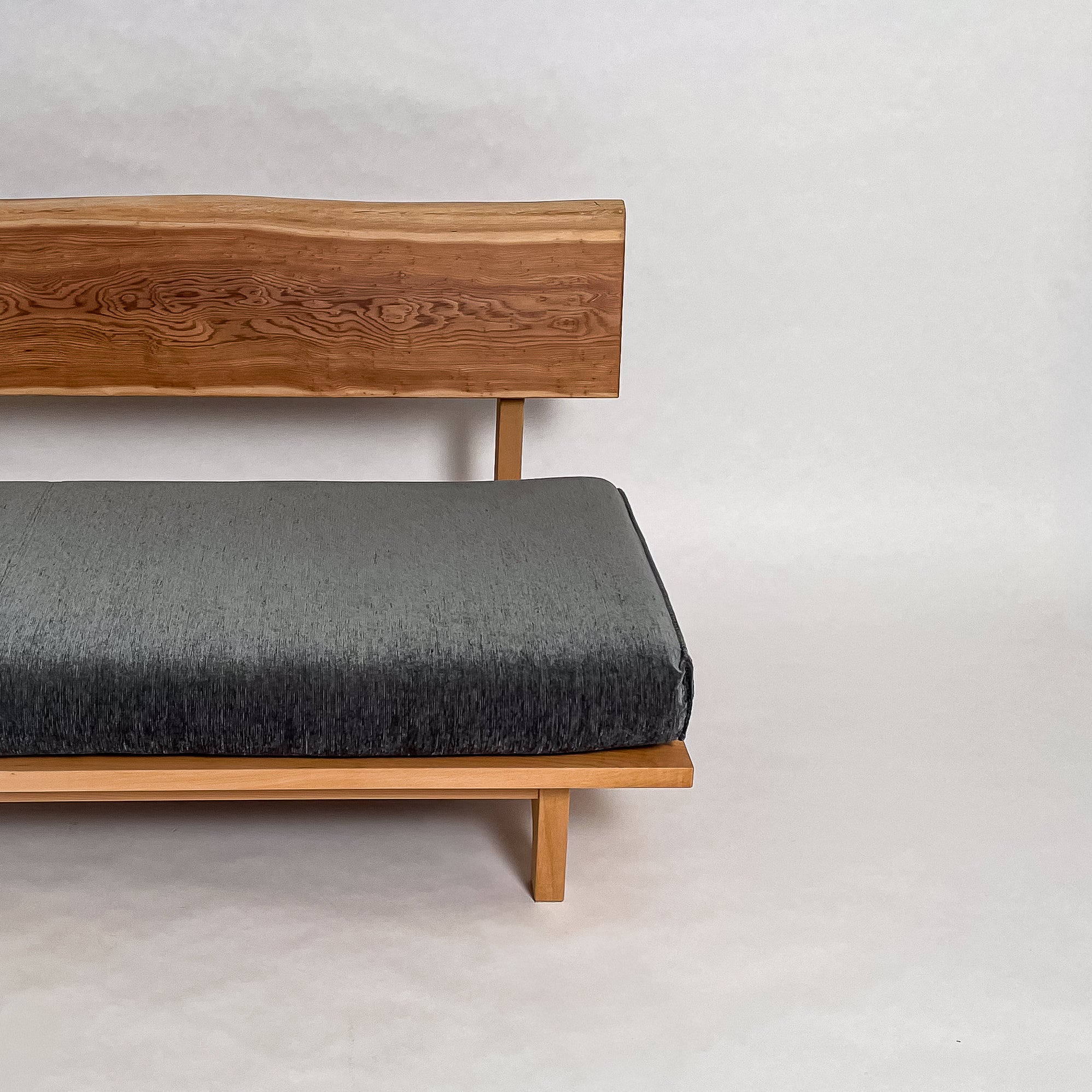 欅 天然木 一枚板ソファ 3人掛け 横右半分 クッションなし