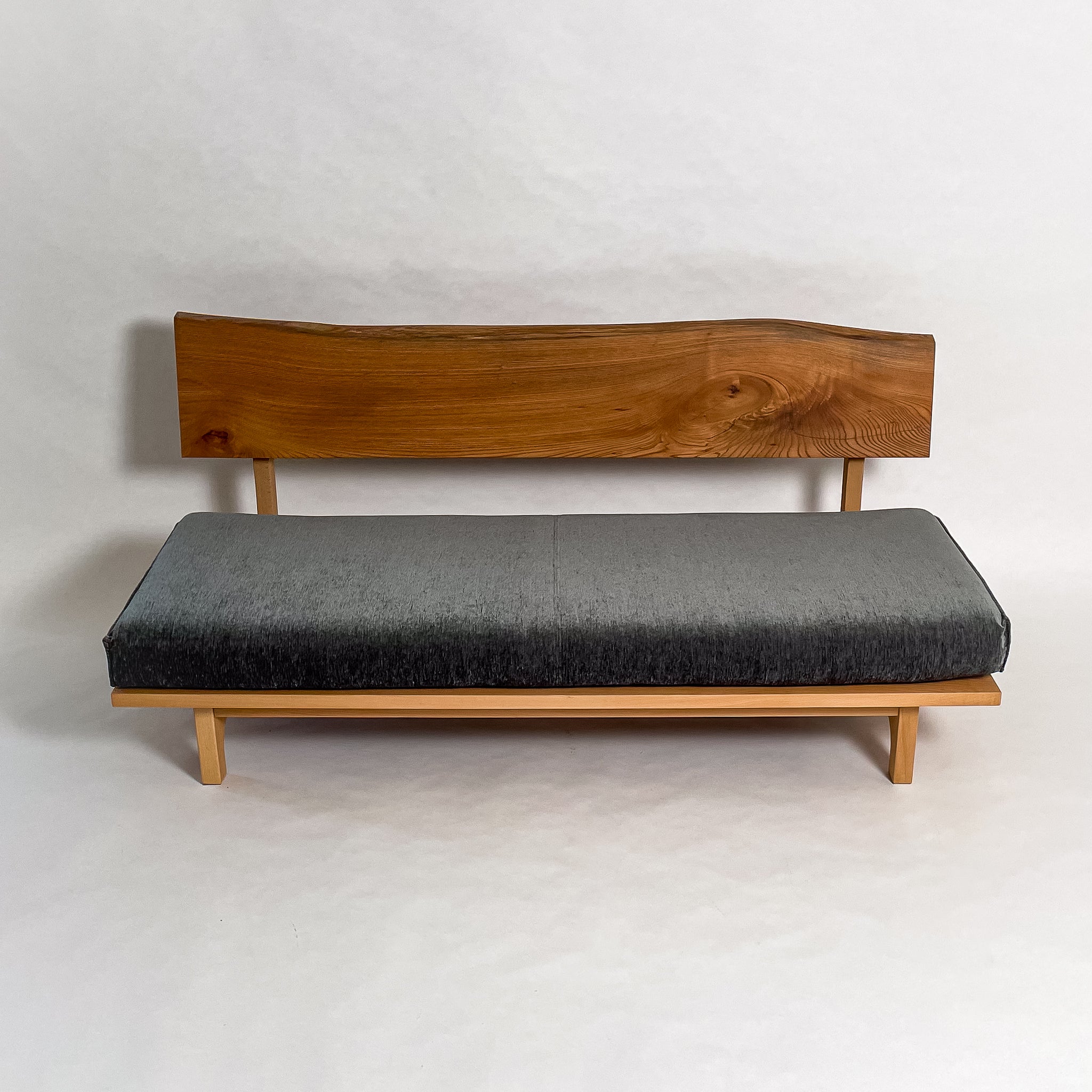 欅 無垢材 一枚板ソファ 3人掛け 横 クッションなし