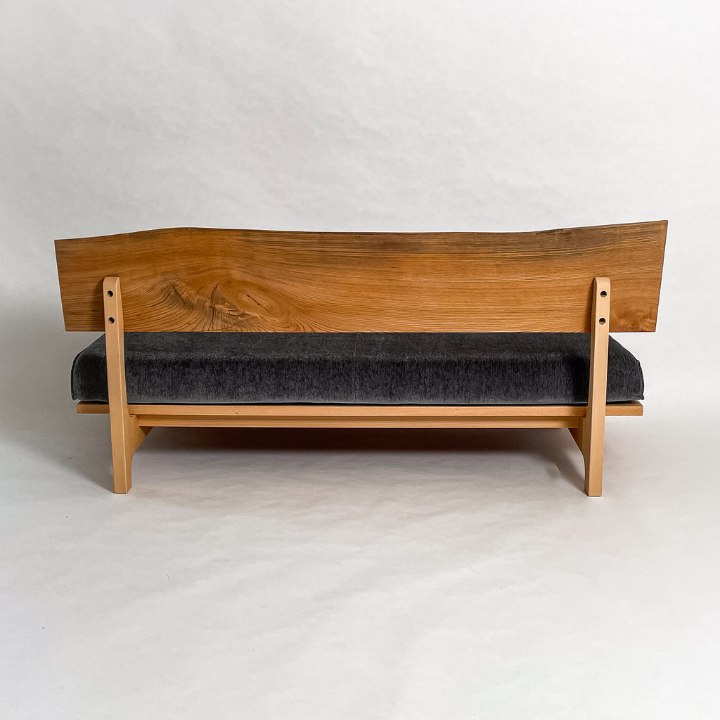 欅 無垢材 一枚板ソファ 3人掛け 背面 クッションなし