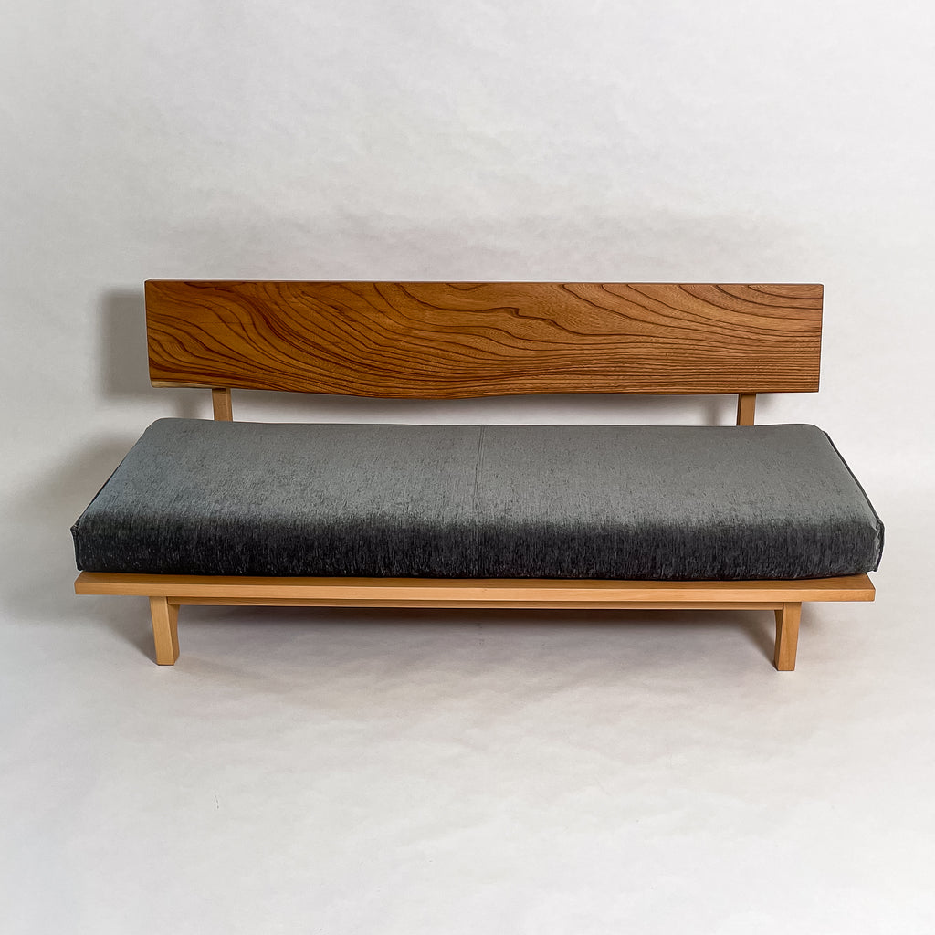 欅 天然木 一枚板ソファ 3人掛け 横 クッションなし