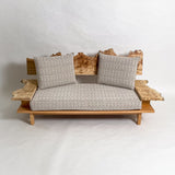 ポプラ 木フレーム 一枚板ソファ 2人掛け 横 クッション斜め