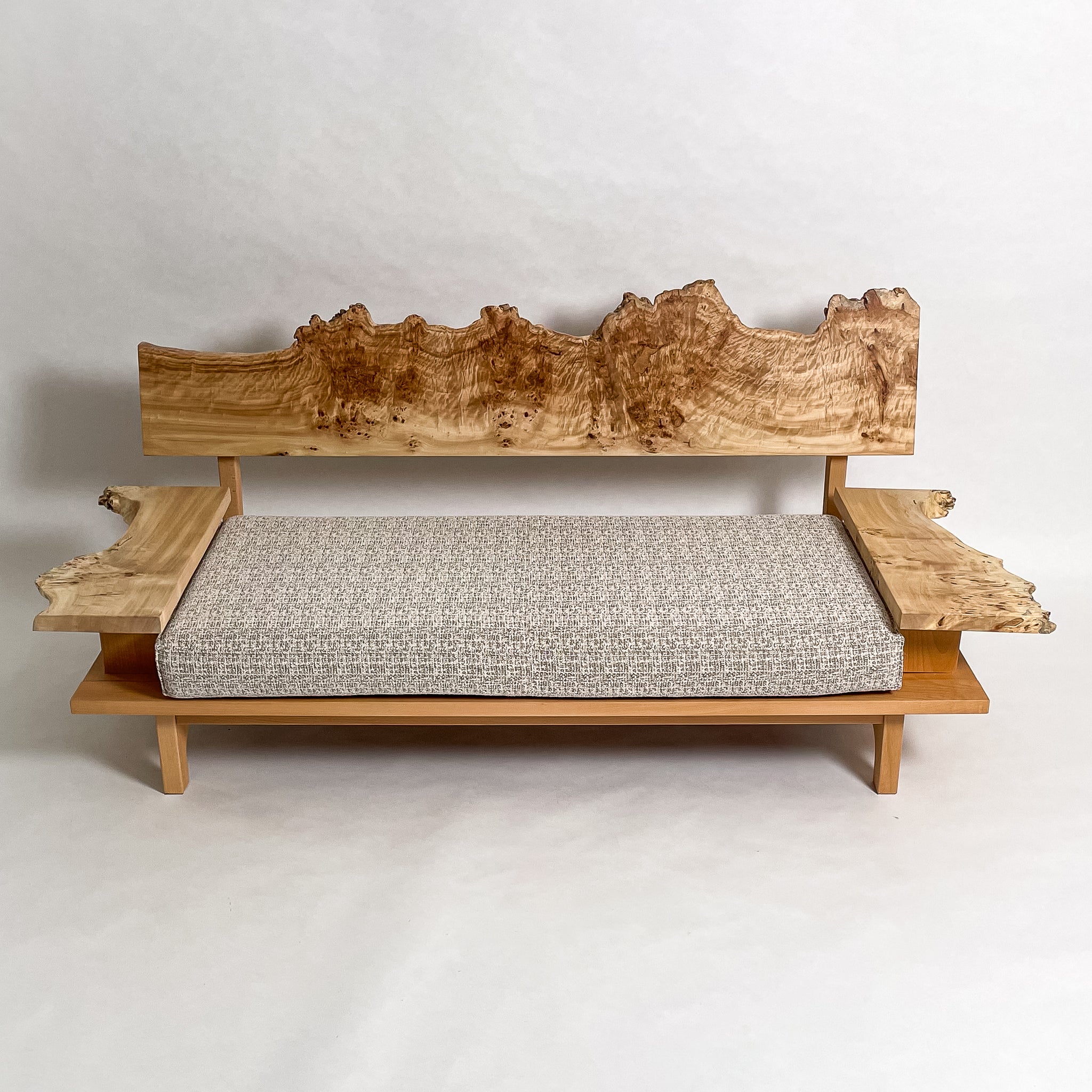 ポプラ 木フレーム 一枚板ソファ 2人掛け 横 クッションなし