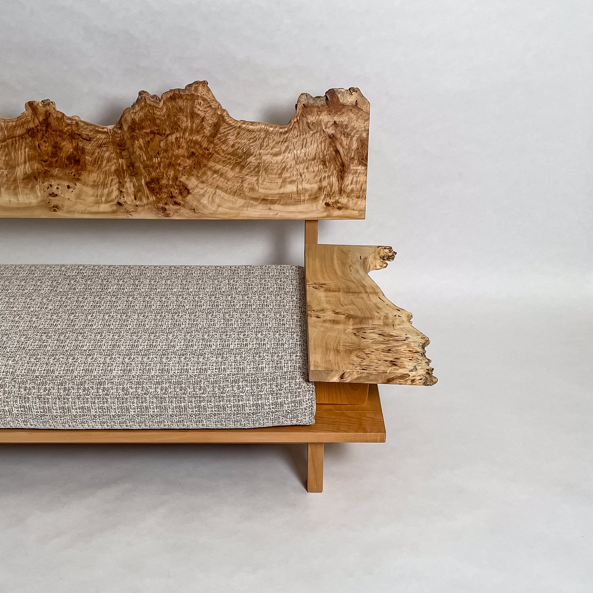 ポプラ 木フレーム 一枚板ソファ 2人掛け 横右半分 クッションなし