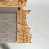 ポプラ 木フレーム 一枚板ソファ 2人掛け 右アーム 肘置き 真上