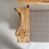 ポプラ 木フレーム 一枚板ソファ 2人掛け 左アーム 肘置き 真上