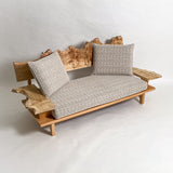 ポプラ 木フレーム 一枚板ソファ 2人掛け 斜め クッション斜め