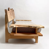 ポプラ 木フレーム 一枚板ソファ 2人掛け 真横 クッションなし